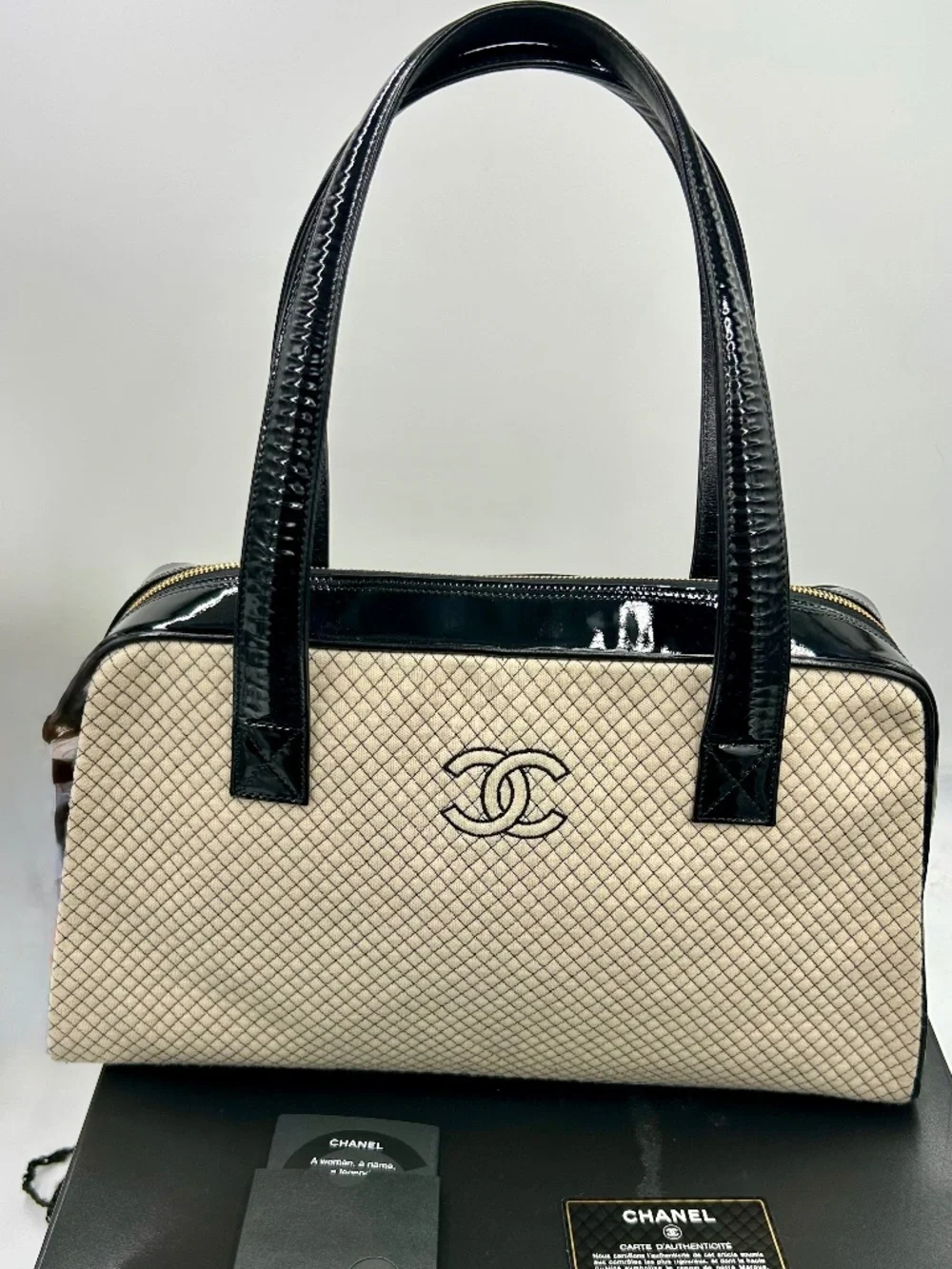 Women’s Chanel Quilted CC Bowling Bag  Vintage Karl Lagerfeld Collection.